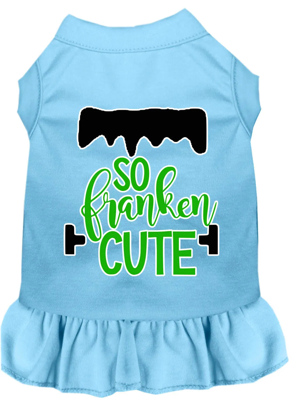 So Franken Cute Screen Print Dog Dress Baby Blue Xs