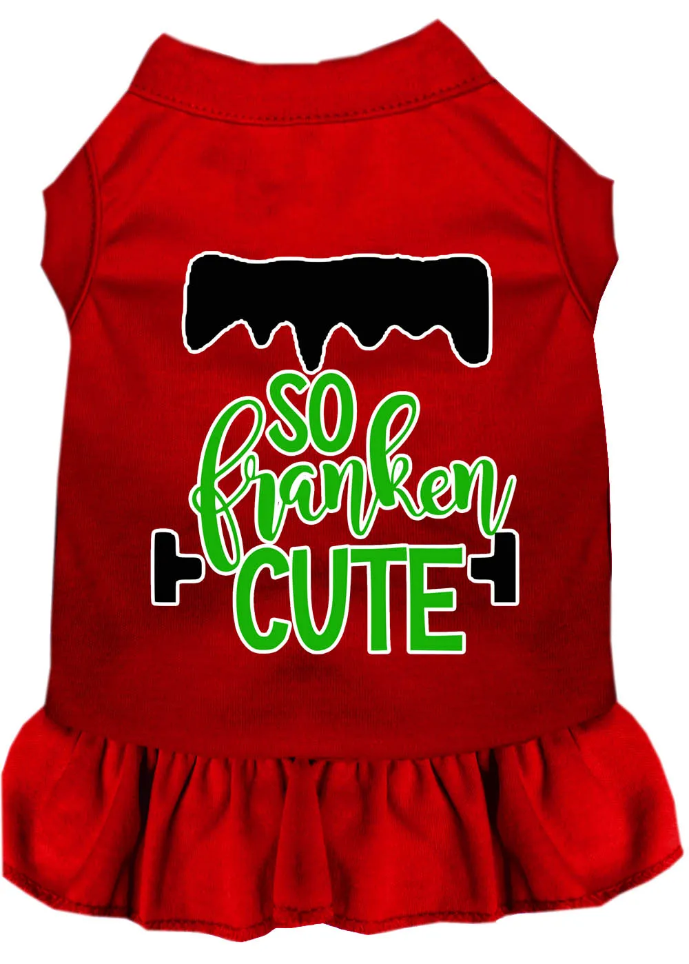 So Franken Cute Screen Print Dog Dress Red Sm