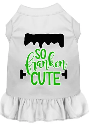 So Franken Cute Screen Print Dog Dress White 4x