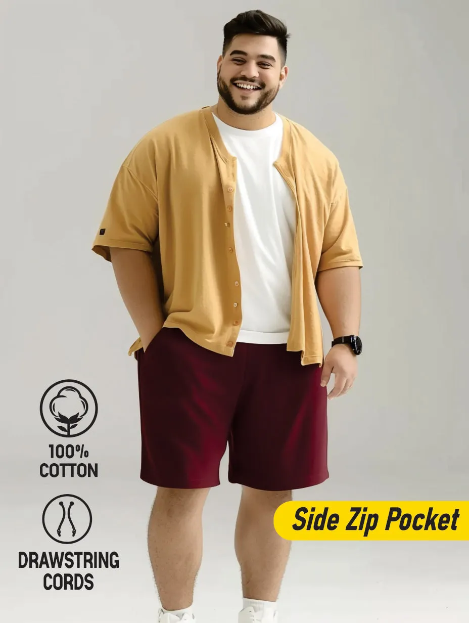 Solid Cotton Plus Size Shorts