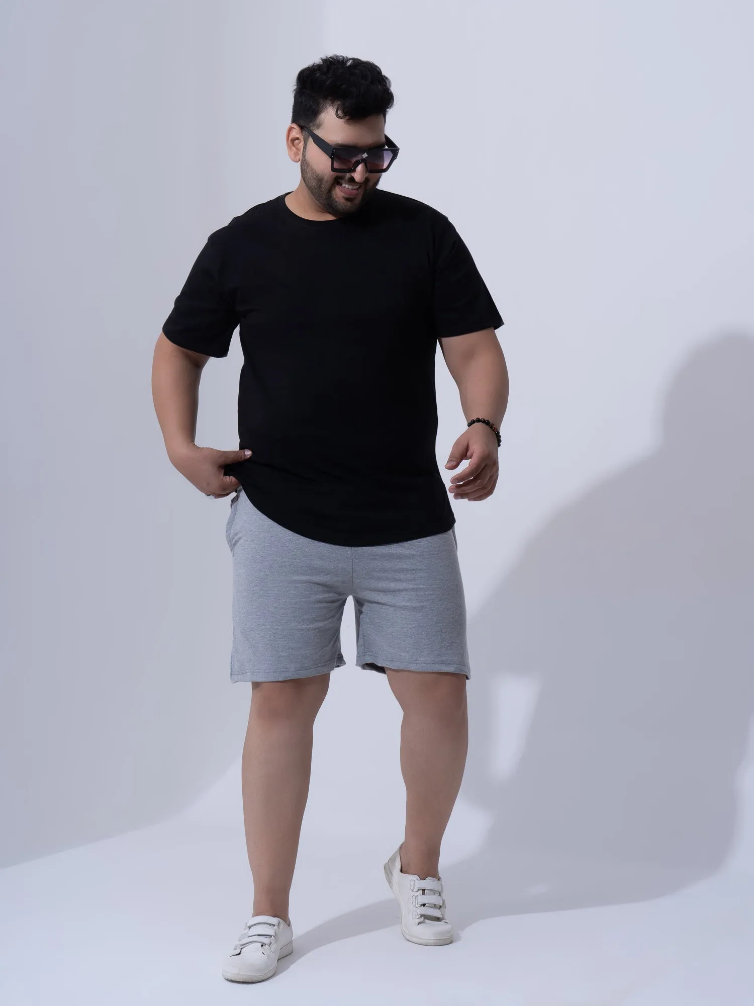 Solid Cotton Plus Size Shorts