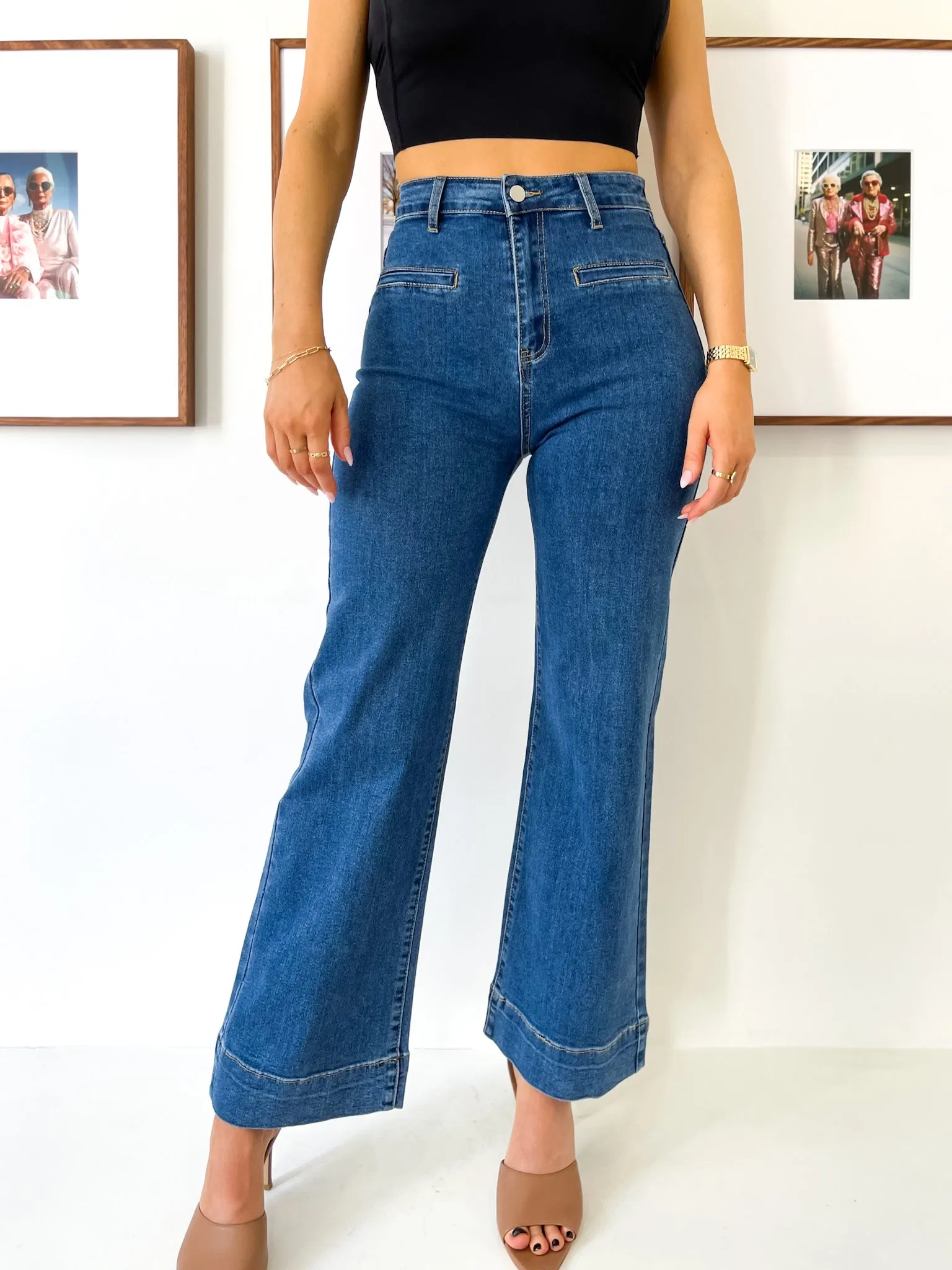 Stretch High Waist Wide Leg Jeans