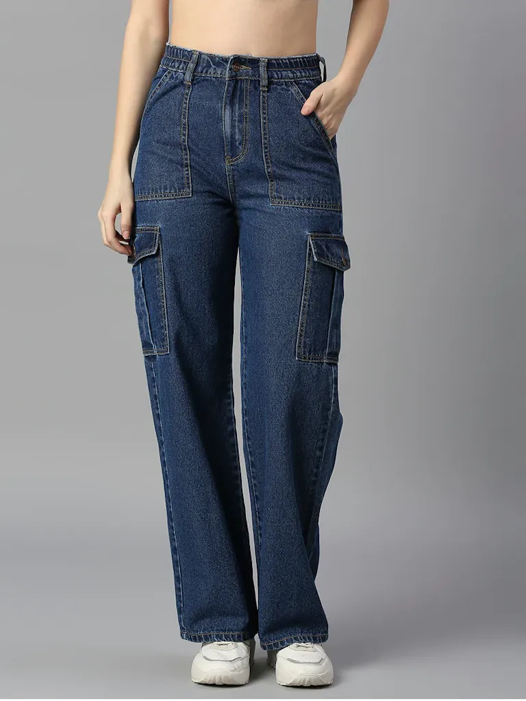 Women High Rise Denim Jeans(Size30)(Colorblue)