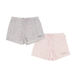 Women's "INSPIRE" and "BLESSED" Mid-Rise Drawstring Lounge Shorts Set of 2